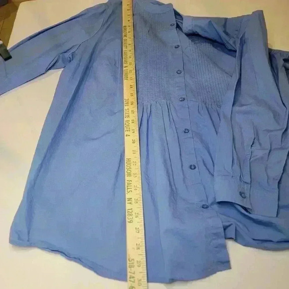 Woman Within Perfect Pintuck Top Women 1X 22/24 Blue Tunic Classic Career Office - Picture 9 of 14